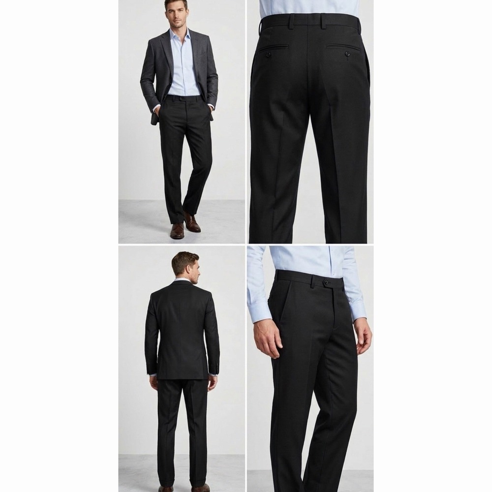 Louis Raphael Mens 32x30 Black Dress Pants Tailored Modern Fit Straight Leg